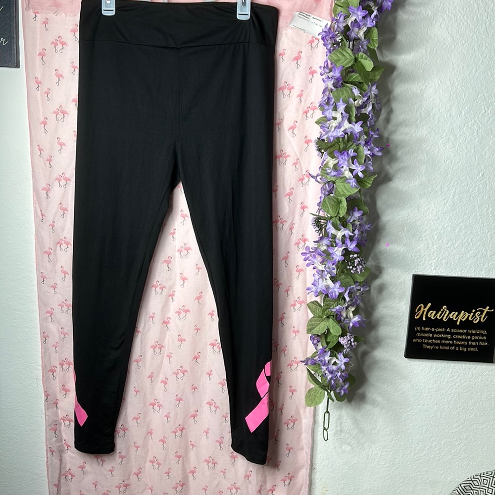 LULAROE TC (sz12-18) Cancer Awareness BLK leggings
